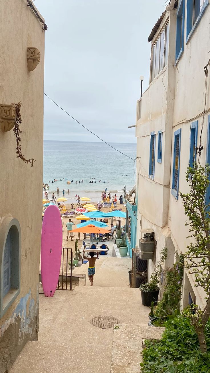 Taghazout alley to beach surf Morocco village