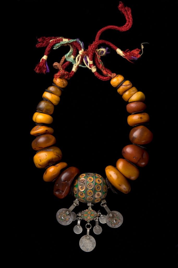 Amazigh necklace amber beads silver Morocco Souss