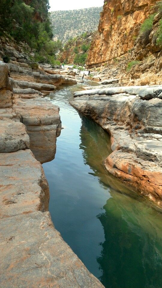 Paradise Valley Agadir canyon narrow gorge reflection Morocco